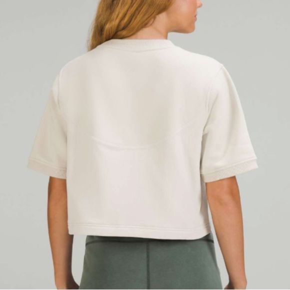 Lululemon Crop Top Shirt Size 6 New Cotton French Terry Swift Tee Neutral - Picture 2 of 7